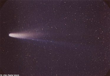 Meteor Showers 2009 tonight Halley's Comet by W. Liller in Easter Island March 6, 1986